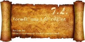 Tormássy Lóránt névjegykártya