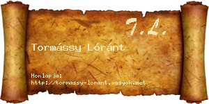 Tormássy Lóránt névjegykártya